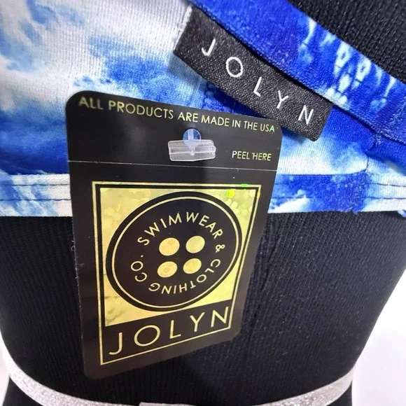 Jolyn Bikini Swim Top‎ Vent Small Blue White (Splash) New with tags - Picture 3 of 5